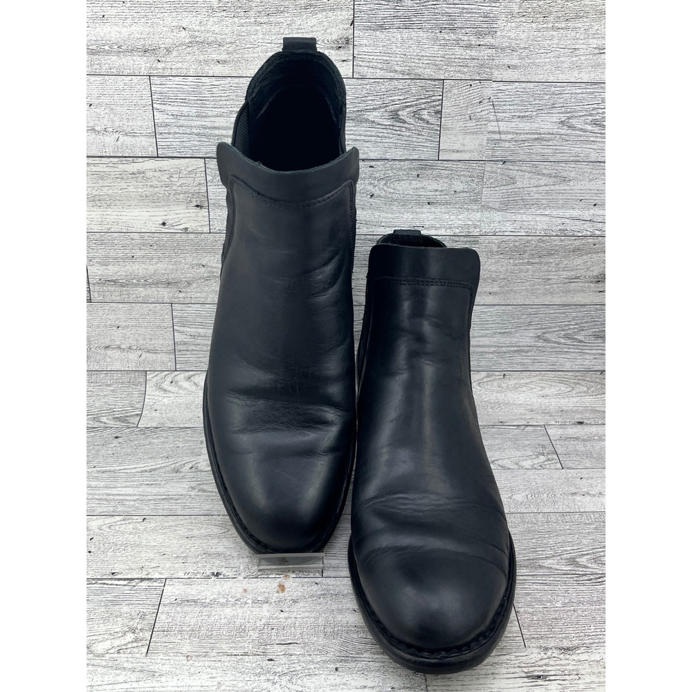 Born Kerri Black Leather Chelsea Ankle Boots Women Size 9.5 M Low Block Heel